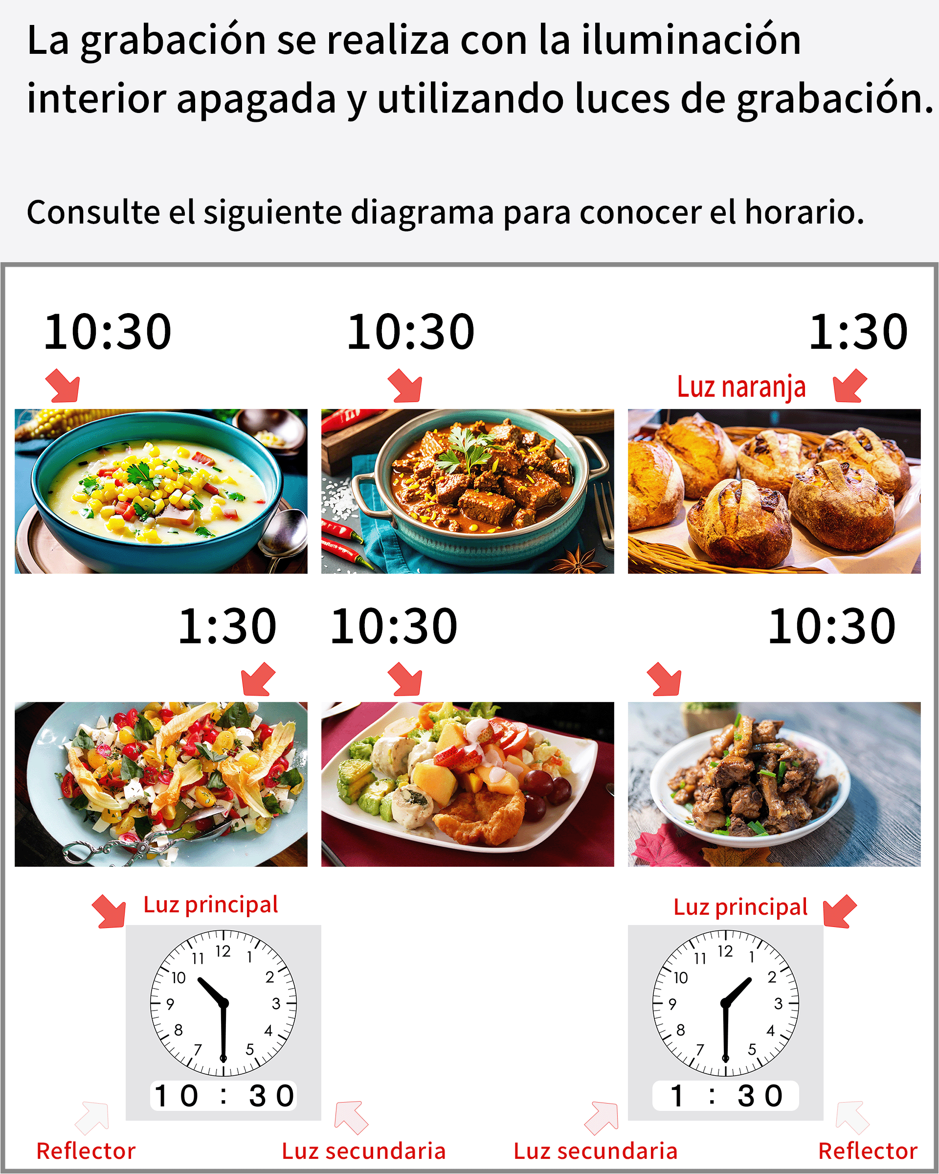 La diferencia en la iluminación de las fotos de comida