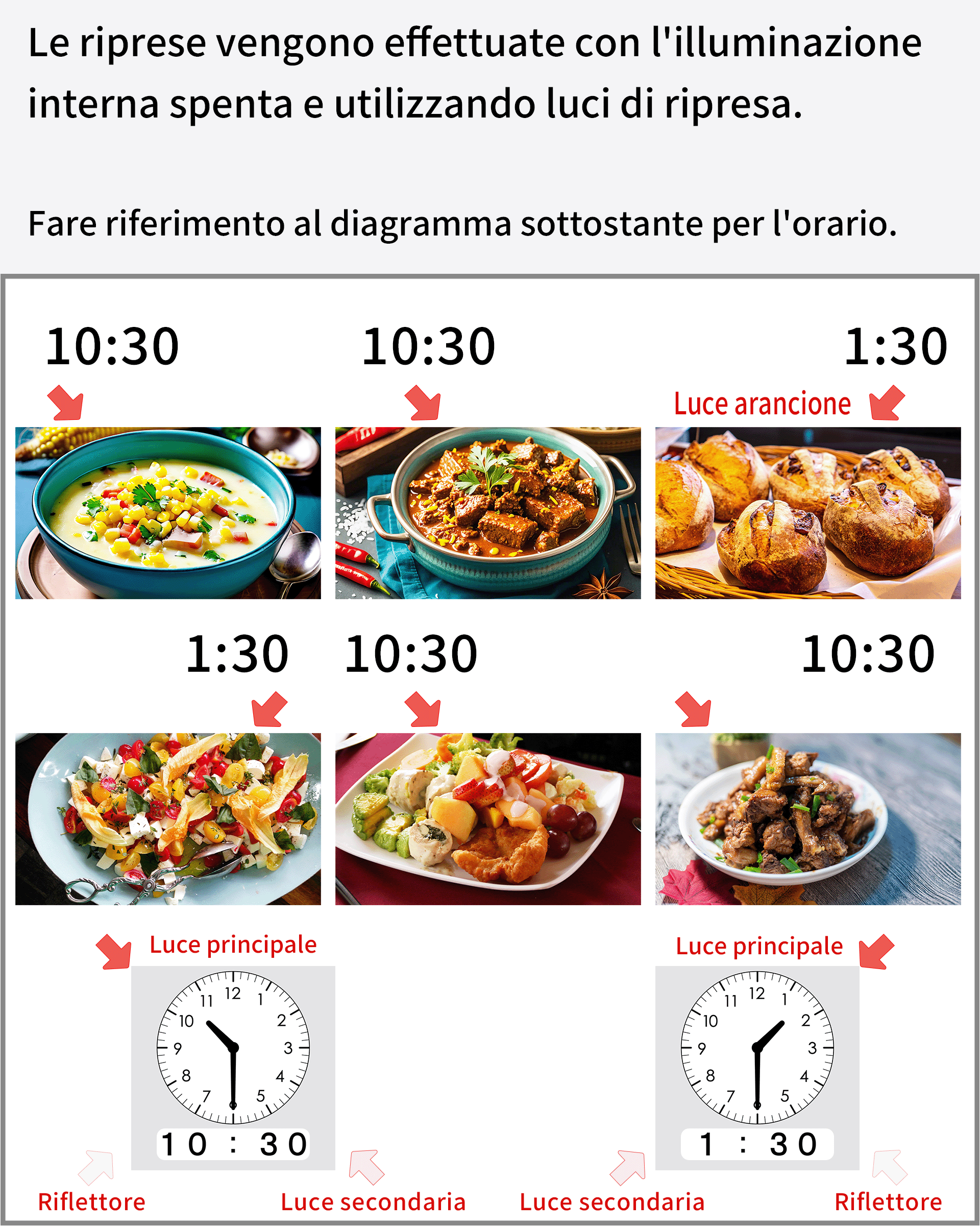 La differenza di illuminazione per le foto di cibo