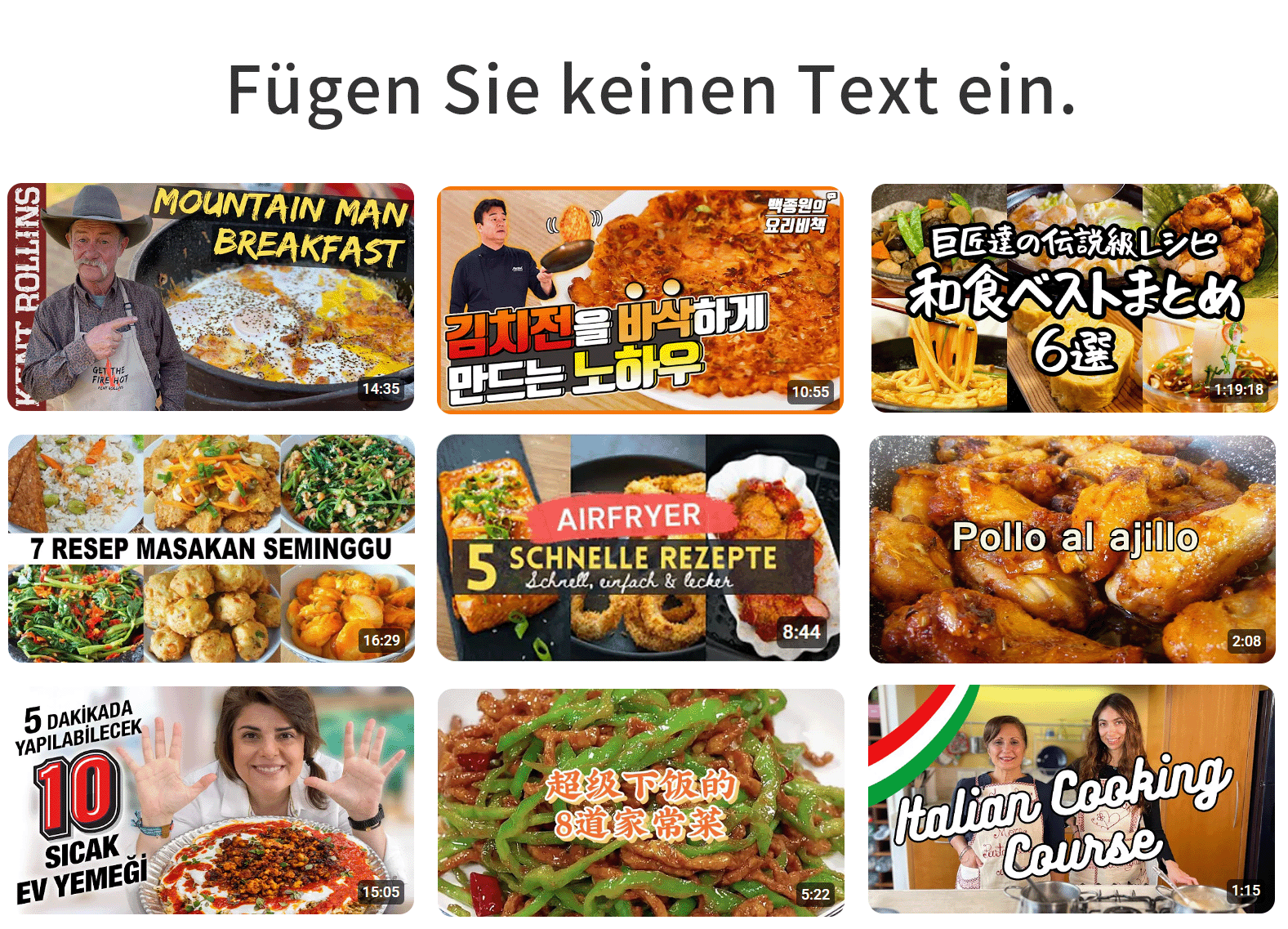 Setzen Sie auf appetitliche Food-Fotos, ohne bestimmte Sprachen in Ihren Thumbnails zu verwenden.